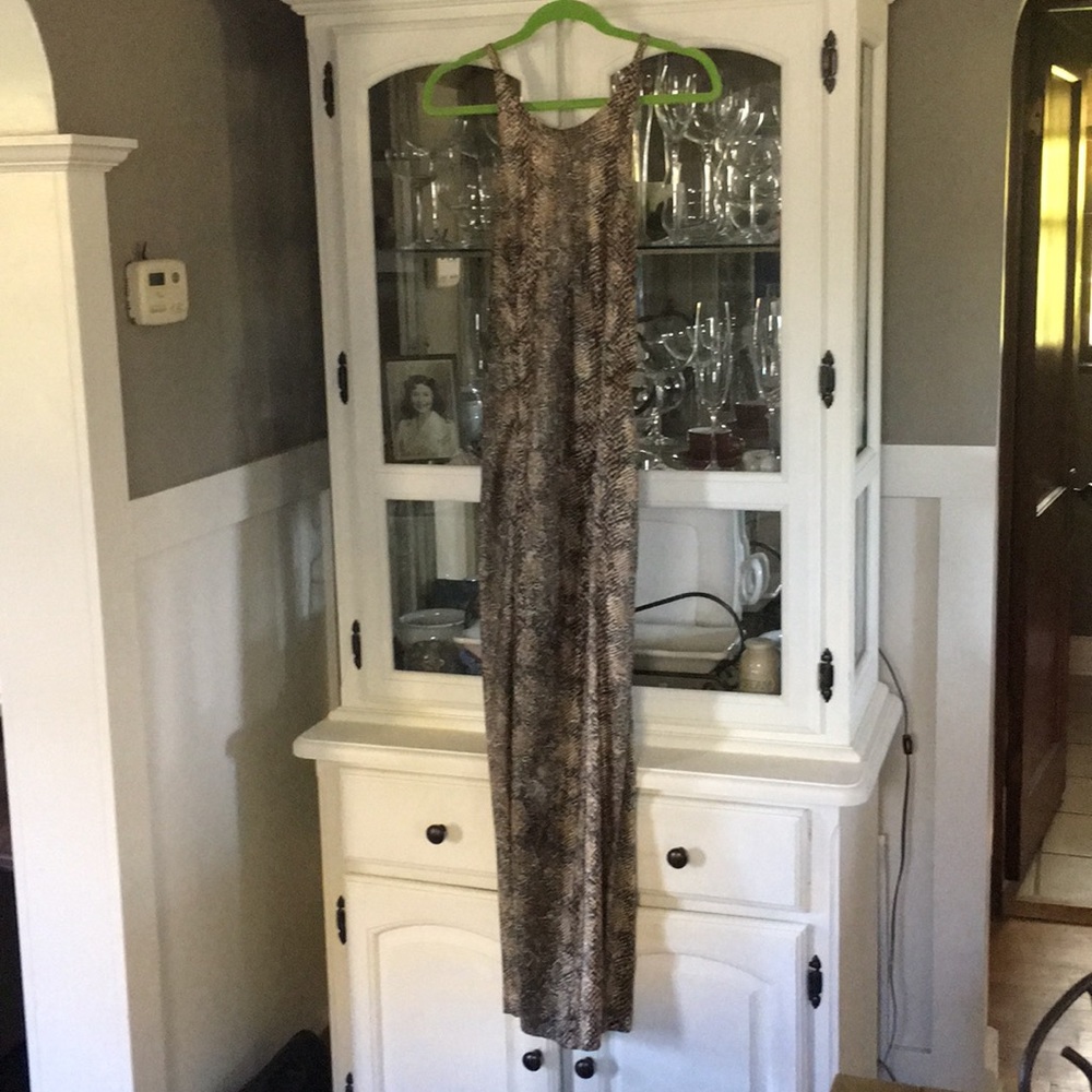 Hot Snakeskin print long slim dress